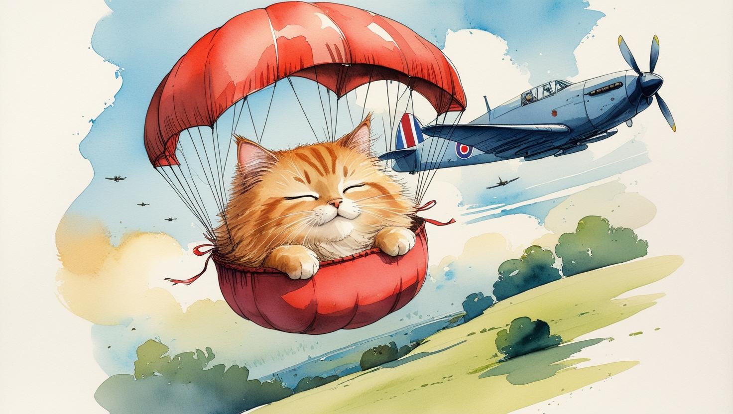Chat de Bornéo en parachute