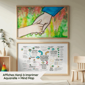Duo d’Affiches Émotions Kenji – Connexion & Mind Map des 3 R